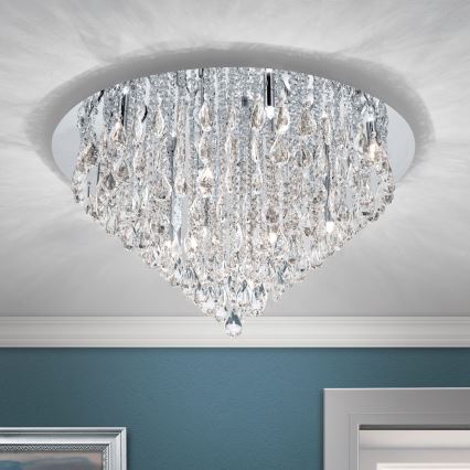 Loftlampe i krystal CELESTE 12xG9/40W/230V diameter 75 cm skinnende krom