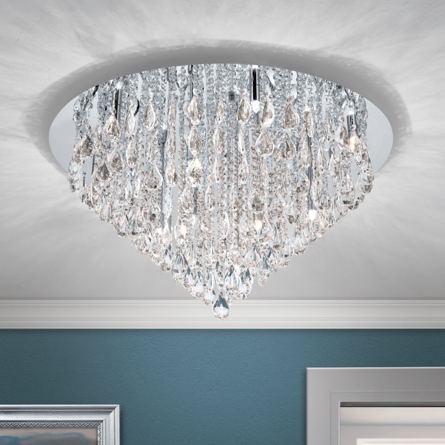 Loftlampe i krystal CELESTE 12xG9/40W/230V diameter 75 cm skinnende krom