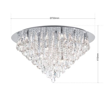Loftlampe i krystal CELESTE 12xG9/40W/230V diameter 75 cm skinnende krom