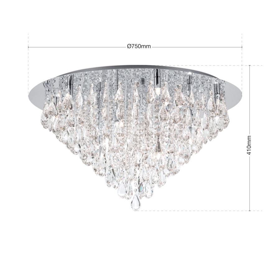 Loftlampe i krystal CELESTE 12xG9/40W/230V diameter 75 cm skinnende krom