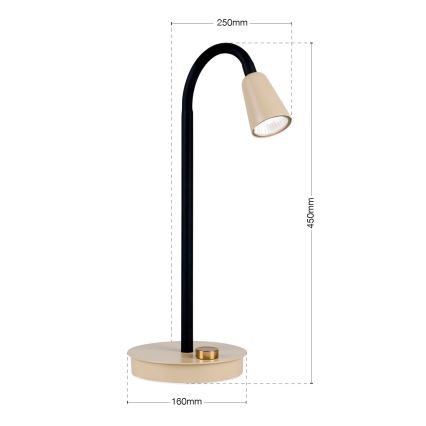Dæmpbar fleksibel bordlampe DOTTY 1xGU10/10W/230V beige/sort