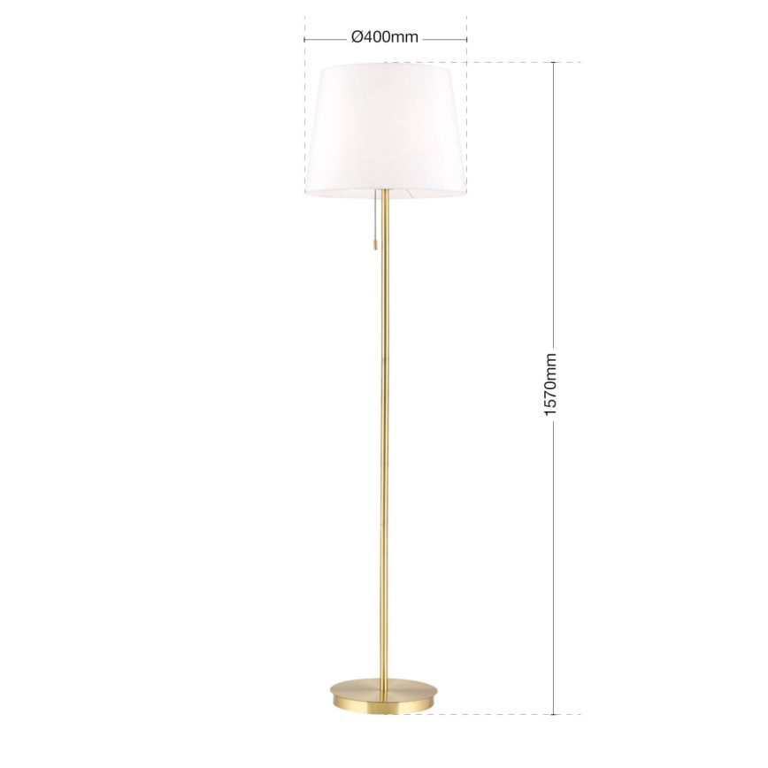 Gulvlampe LUDWIG 1xE27/40W/230V hvid/guldfarvet