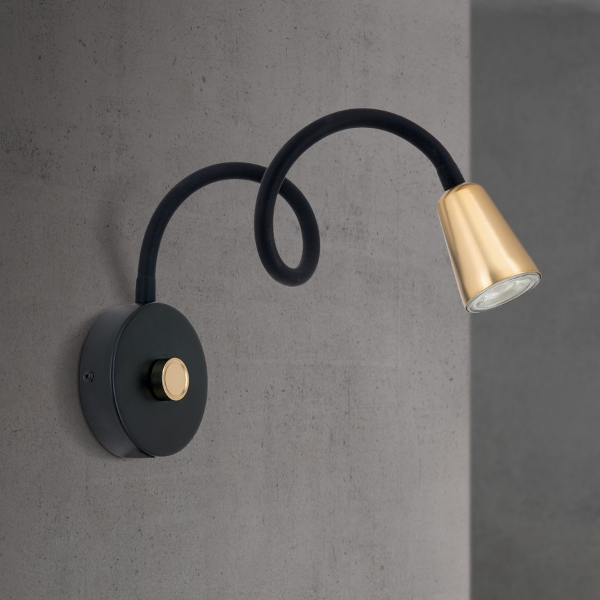 Dæmpbar fleksibel væglampe DOTTY 1xGU10/10W/230V sort/messing