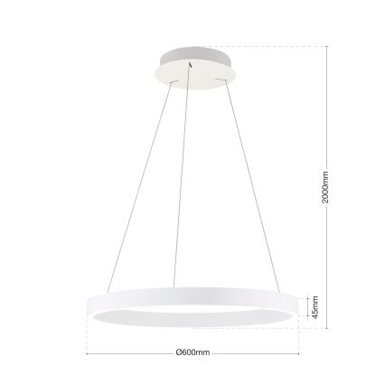 Orion - LED dæmpbar pendel på wire KOLK LED/60W/230V 2700/3000/4000K Ø 60 cm hvid