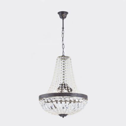 Lysekrone i krystal m. kædeophæng ARILA 3xE27/60W/230V diameter 40 cm brun/patina