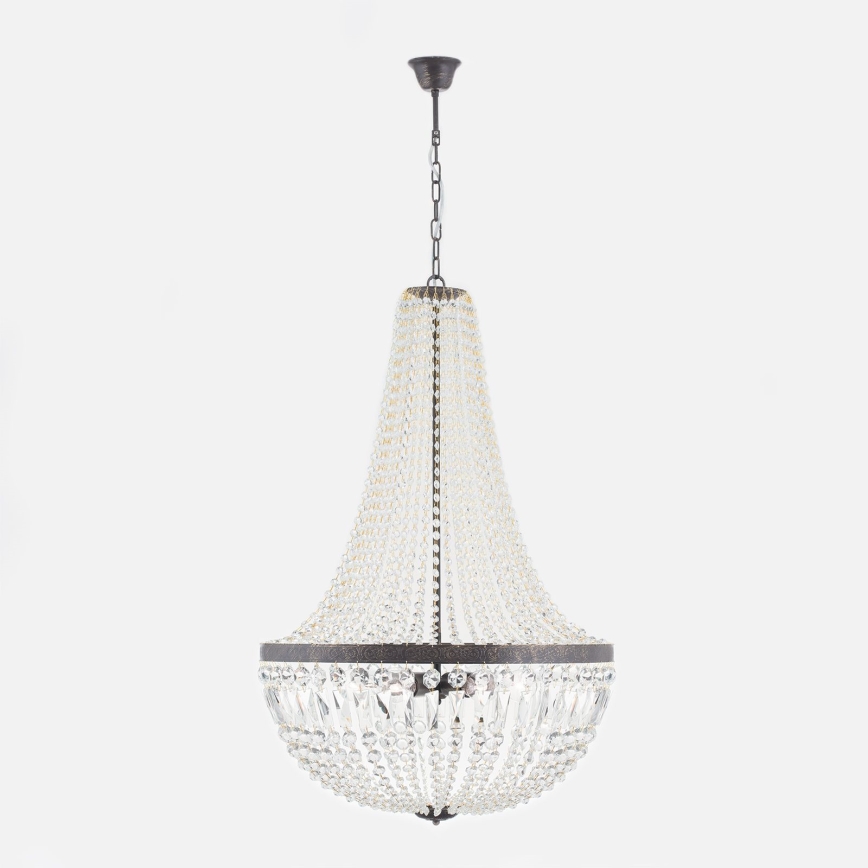 Lysekrone i krystal m. kædeophæng ARILA 6xE27/60W/230V diameter 60 cm brun/patina