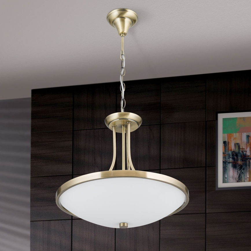 Pendel med kædeophæng AIDA 3xE27/60W/230V diameter 39,5 cm messing