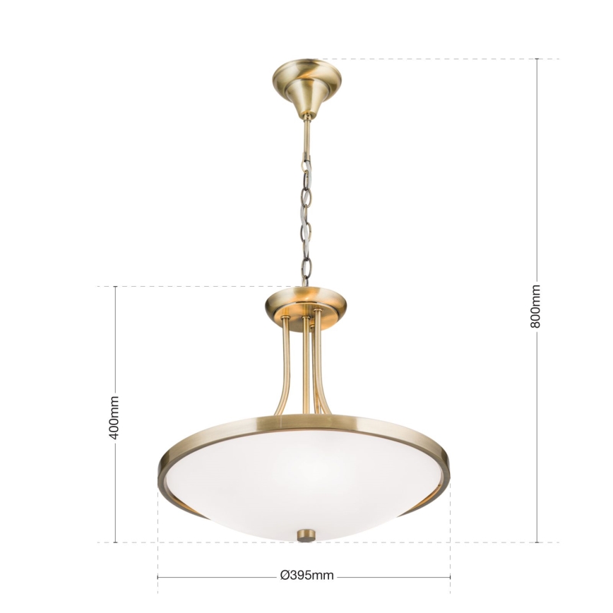 Pendel med kædeophæng AIDA 3xE27/60W/230V diameter 39,5 cm messing