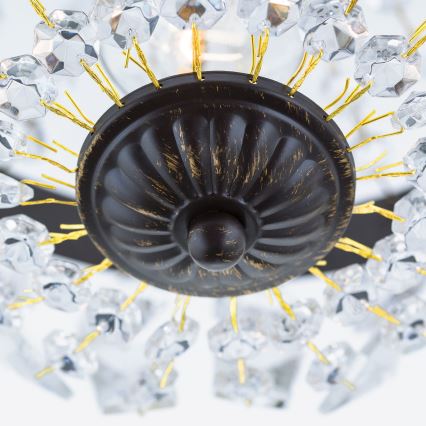 Lysekrone i krystal m. kædeophæng ARILA 1xE27/60W/230V diameter 25,5 cm brun/patina