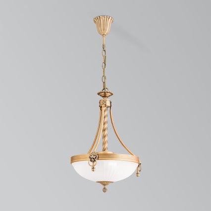Pendel med kædeophæng ROCCA 3xE27/60W/230V diameter 32 cm bronze/hvid