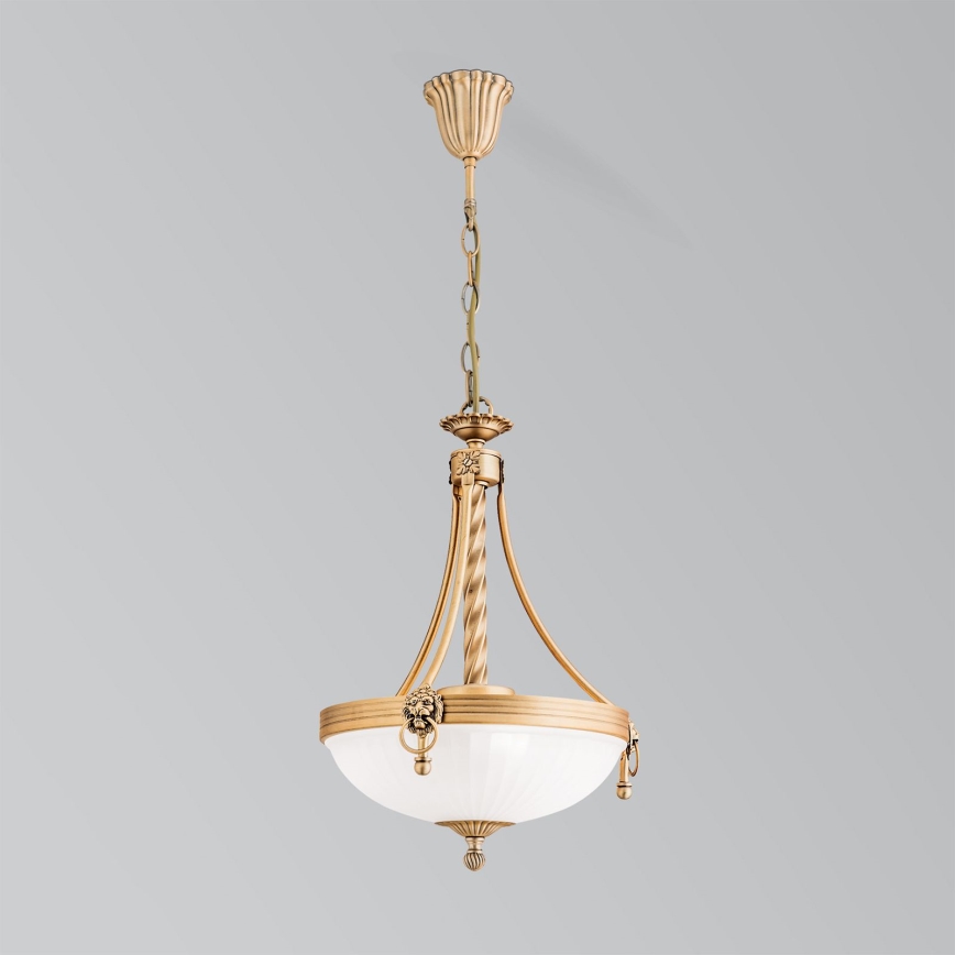 Pendel med kædeophæng ROCCA 3xE27/60W/230V diameter 32 cm bronze/hvid