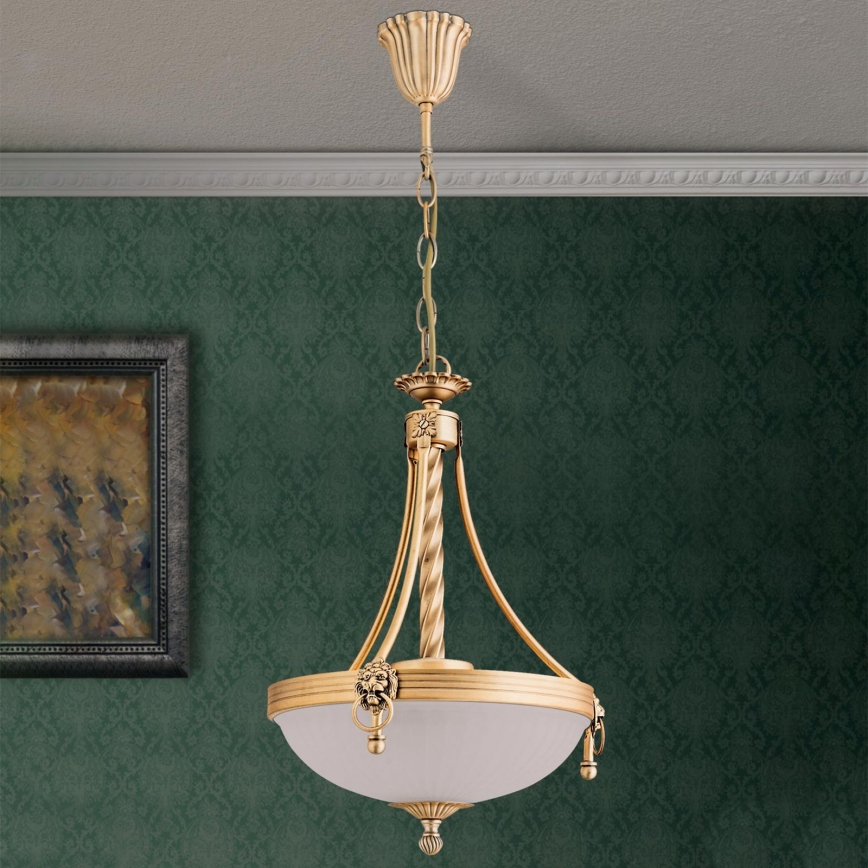 Pendel med kædeophæng ROCCA 3xE27/60W/230V diameter 32 cm bronze/hvid