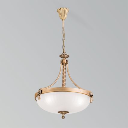 Pendel med kædeophæng ROCCA 3xE27/60W/230V diameter 42 cm bronze/hvid