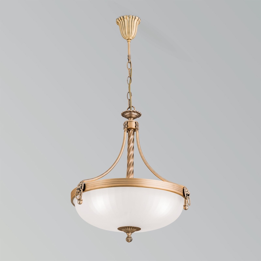 Pendel med kædeophæng ROCCA 3xE27/60W/230V diameter 42 cm bronze/hvid