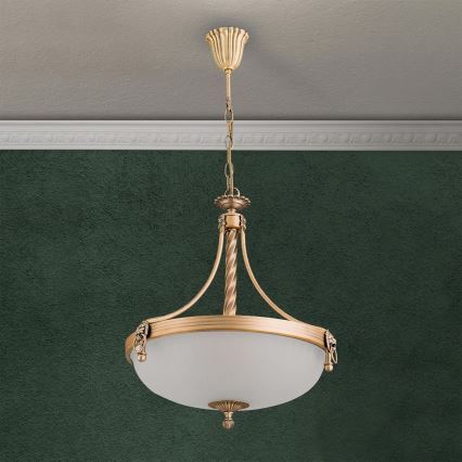 Pendel med kædeophæng ROCCA 3xE27/60W/230V diameter 42 cm bronze/hvid