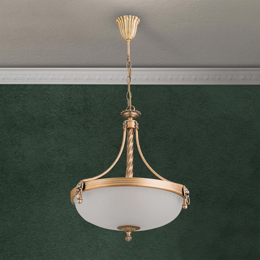 Pendel med kædeophæng ROCCA 3xE27/60W/230V diameter 42 cm bronze/hvid
