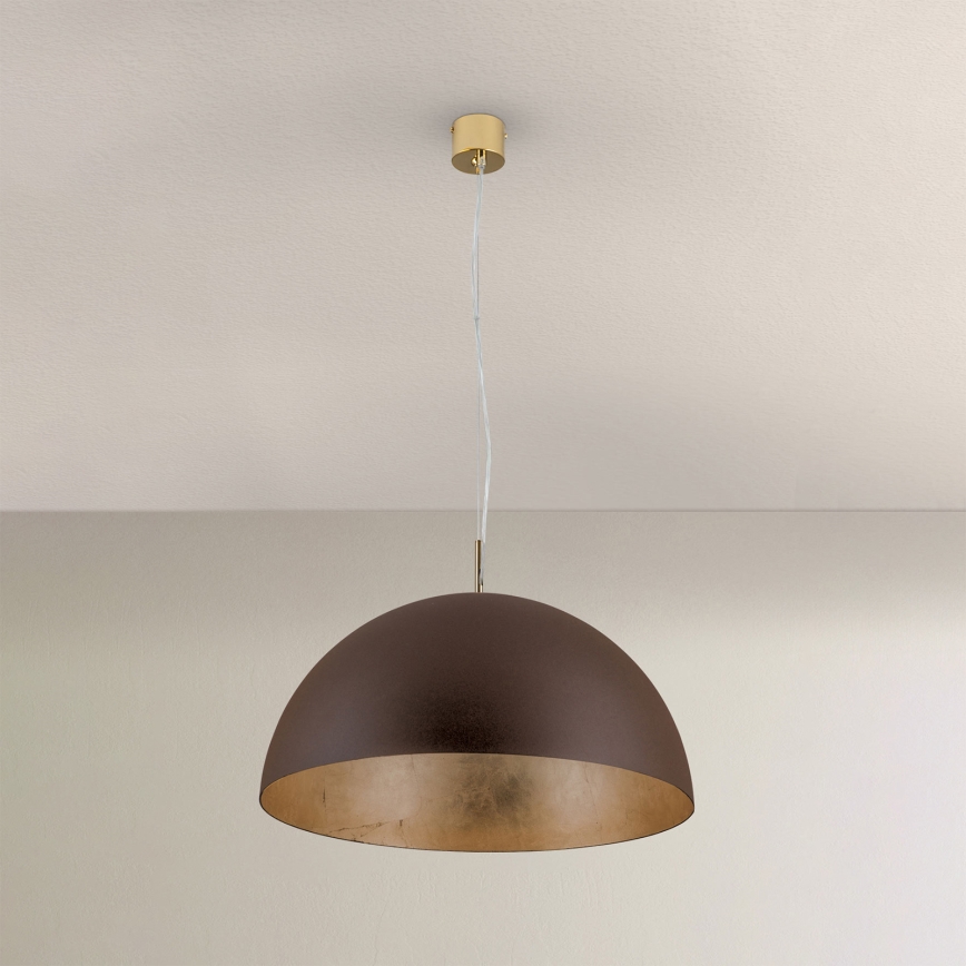 Pendel ELIANO 1xE27/60W/230V diameter 50 cm brun/guldfarvet