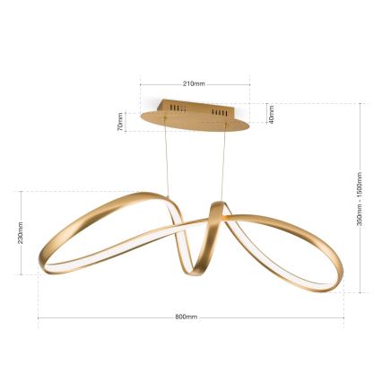 LED pendel dæmpbar CIRCUS LED/36W/230V guldfarvet