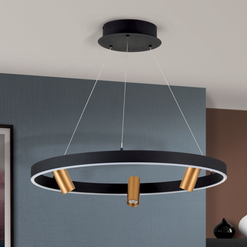LED Dæmpbar loftslampe på kabel BERLIN LED/50W/230V sort/guld
