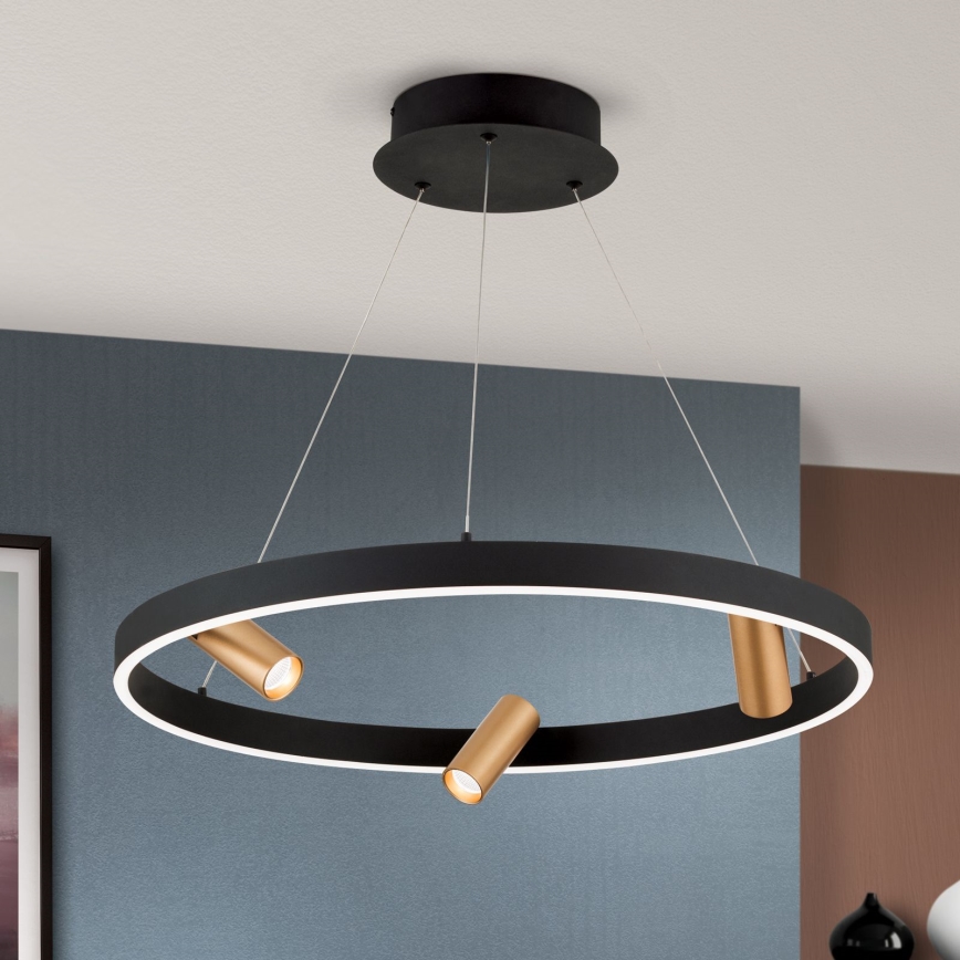 LED pendel dæmpbar BERLIN LED/50W/230V sort/guldfarvet
