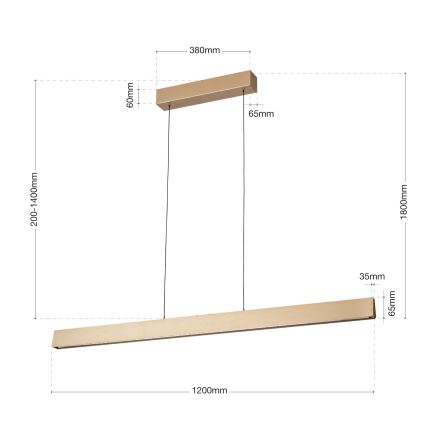 LED pendel dæmpbar TARA LED/44W/230V 2700/3800/4500/5700K guldfarvet