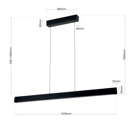 LED pendel dæmpbar TARA LED/44W/230V 2700/3800/4500/5700K sort