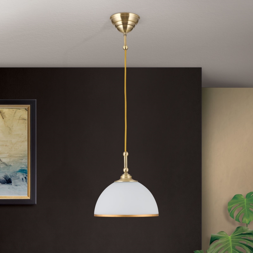 Pendel OLD LAMP 1xE27/40W/230V hvid/messing