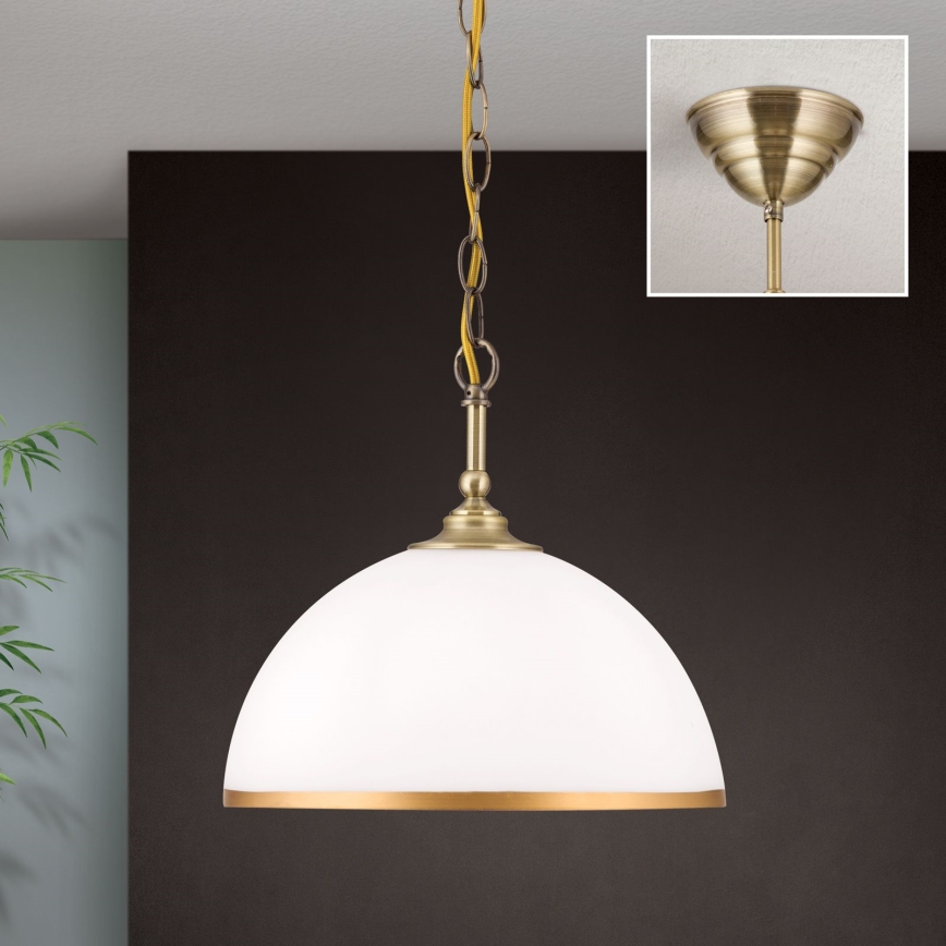 Pendel med kædeophæng OLD LAMP 1xE27/40W/230V diameter 30 cm hvid/messing