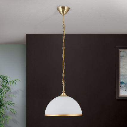 Pendel med kædeophæng OLD LAMP 1xE27/40W/230V diameter 30 cm hvid/messing