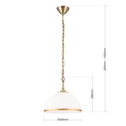 Pendel med kædeophæng OLD LAMP 1xE27/40W/230V diameter 30 cm hvid/messing
