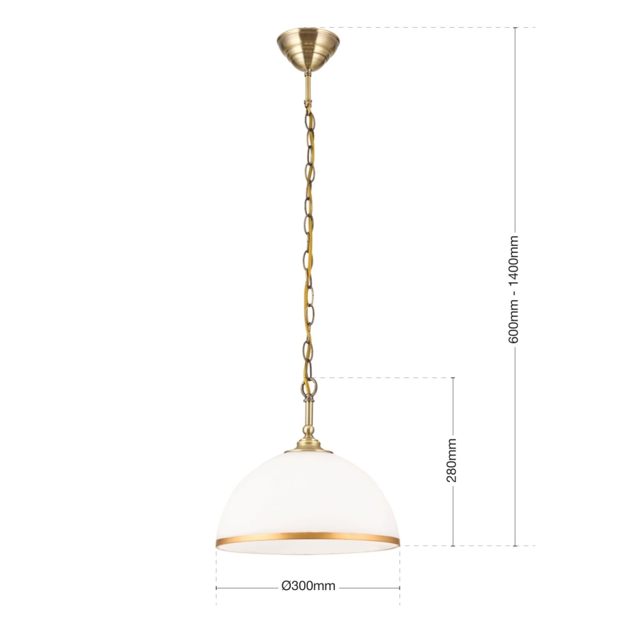 Pendel med kædeophæng OLD LAMP 1xE27/40W/230V diameter 30 cm hvid/messing