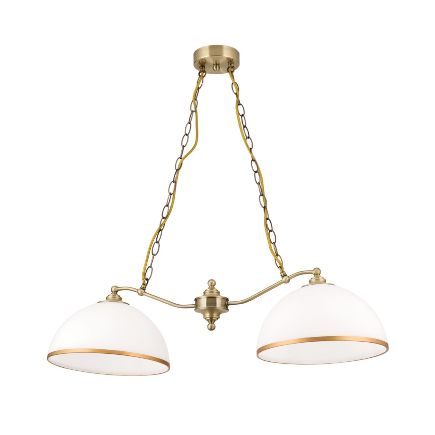 Pendel med kædeophæng OLD LAMP 2xE27/40W/230V hvid/messing