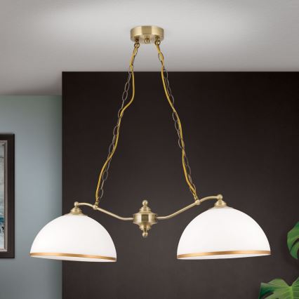 Pendel med kædeophæng OLD LAMP 2xE27/40W/230V hvid/messing