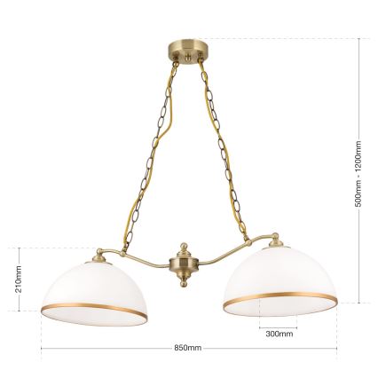 Pendel med kædeophæng OLD LAMP 2xE27/40W/230V hvid/messing