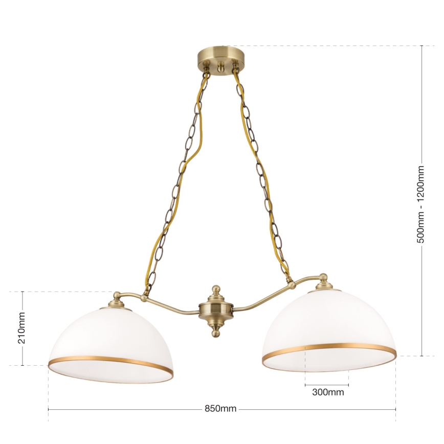 Pendel med kædeophæng OLD LAMP 2xE27/40W/230V hvid/messing
