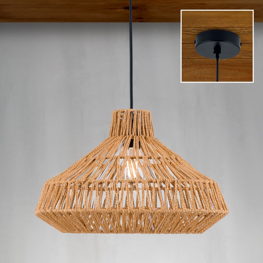 Pendel BASKET 1xE27/40W/230V diameter 40 cm hemp
