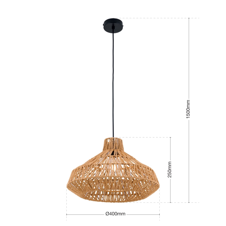 Pendel BASKET 1xE27/40W/230V diameter 40 cm hemp