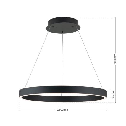 dæmpbar LED-pendel på kabel KOLK LED/60W/230V 2700/3000/4000K Ø 60 cm sort