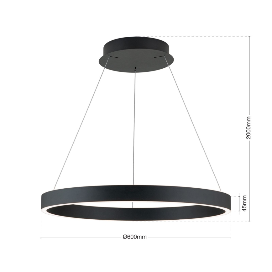 dæmpbar LED-pendel på kabel KOLK LED/60W/230V 2700/3000/4000K Ø 60 cm sort