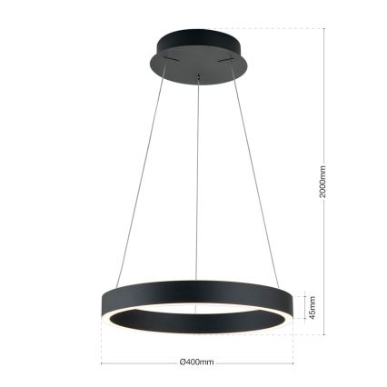 LED dæmpbar pendel på kabel KOLK LED/40W/230V 2700/3000/4000K Ø 40 cm sort