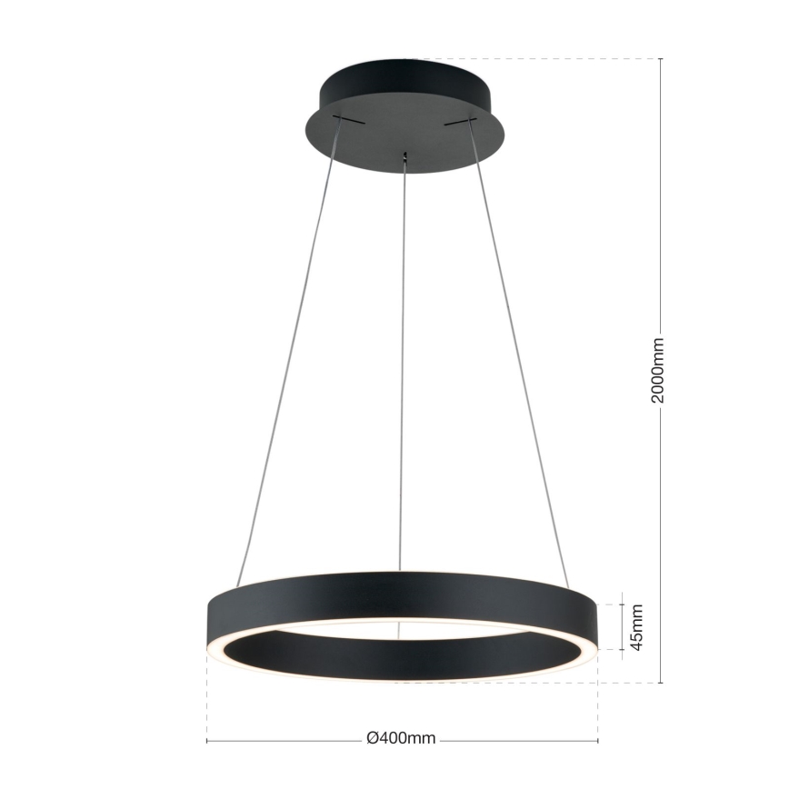LED dæmpbar pendel på kabel KOLK LED/40W/230V 2700/3000/4000K Ø 40 cm sort