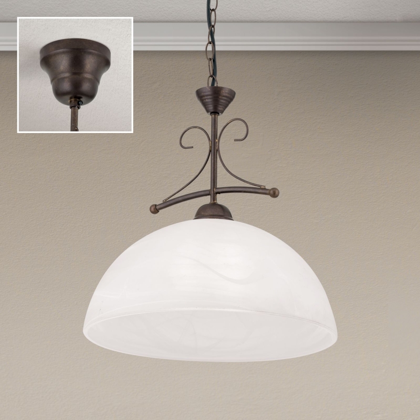 Orion - Kædeophængt lysekrone RULA 1xE27/40W/230V Ø 35 cm hvid/bronze