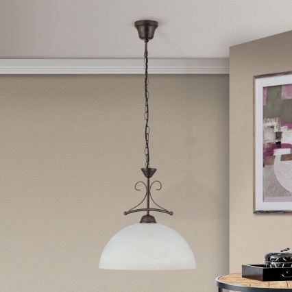 Orion - Kædeophængt lysekrone RULA 1xE27/40W/230V Ø 35 cm hvid/bronze