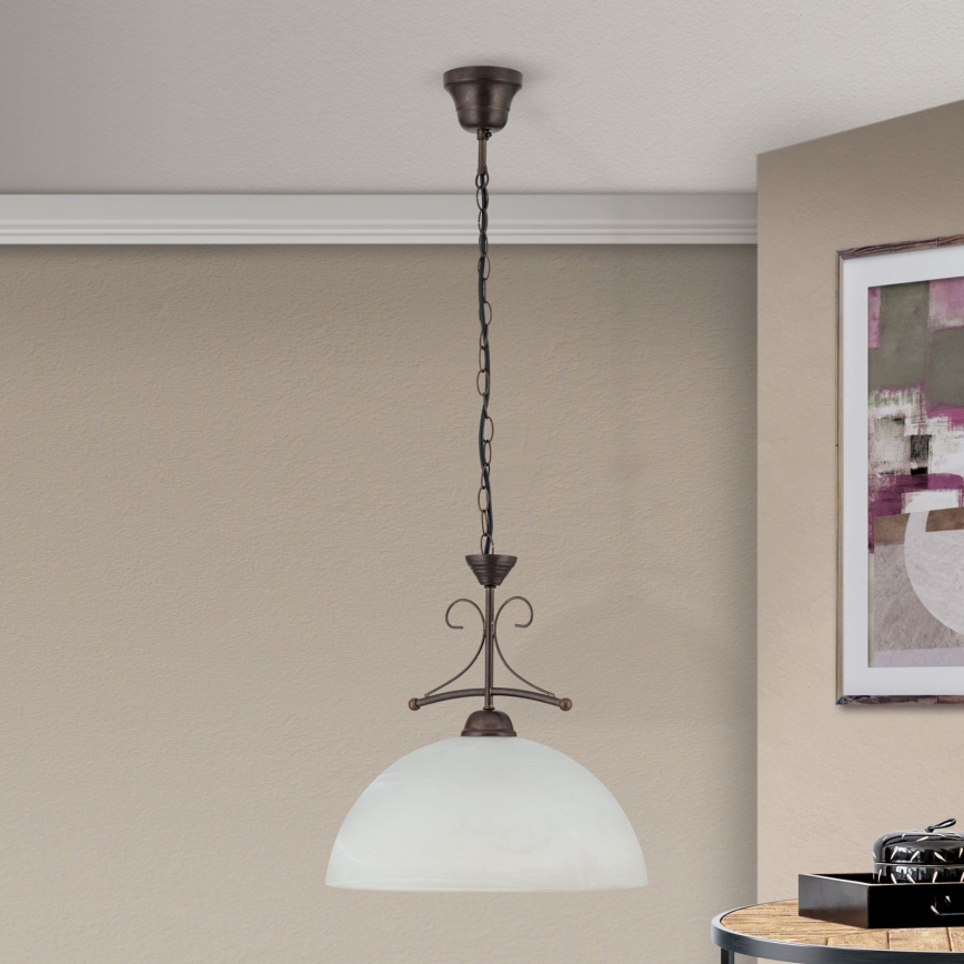 Orion - Kædeophængt lysekrone RULA 1xE27/40W/230V Ø 35 cm hvid/bronze