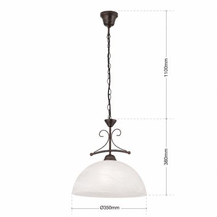 Orion - Kædeophængt lysekrone RULA 1xE27/40W/230V Ø 35 cm hvid/bronze