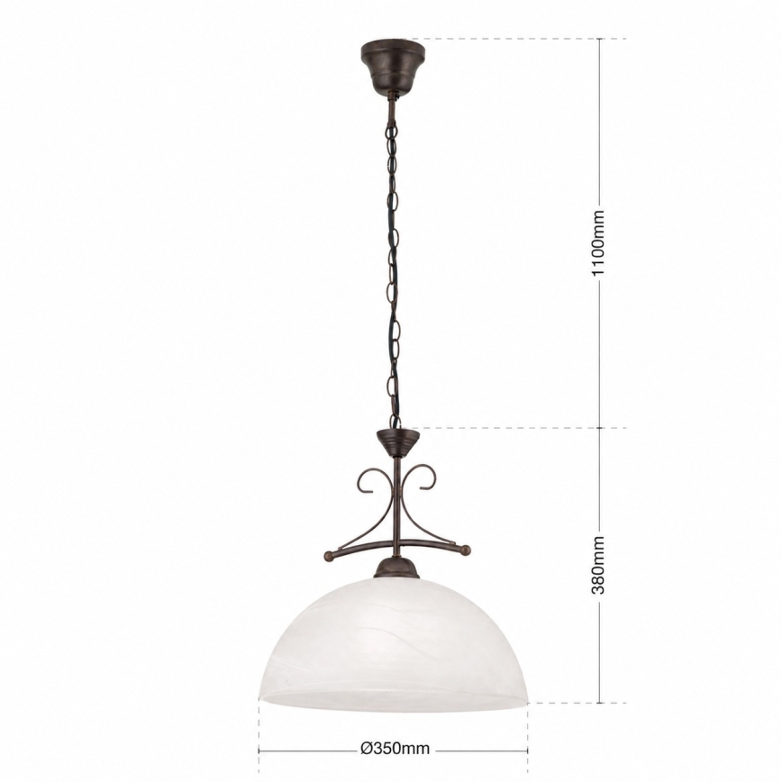 Orion - Kædeophængt lysekrone RULA 1xE27/40W/230V Ø 35 cm hvid/bronze