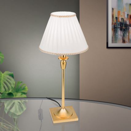 Bordlampe FONSA 1xE27/60W/230V 61 cm hvid/guldfarvet