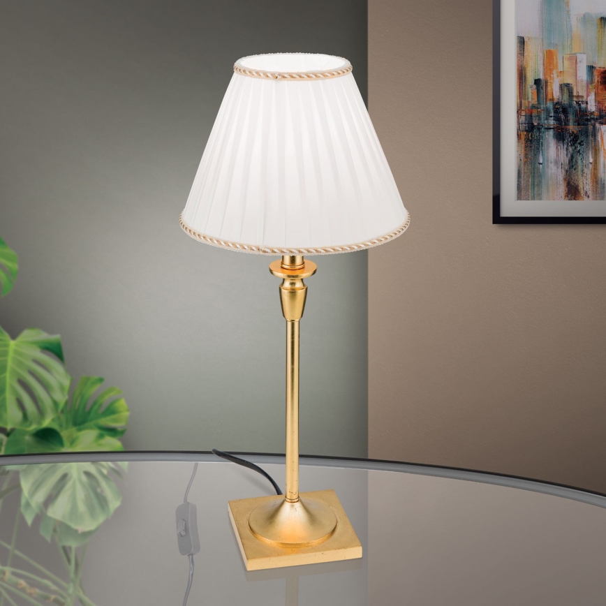 Bordlampe FONSA 1xE27/60W/230V 61 cm hvid/guldfarvet