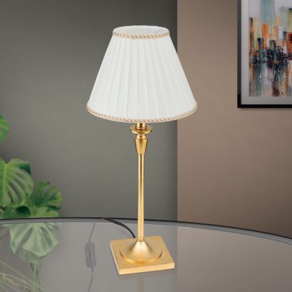 Bordlampe FONSA 1xE27/60W/230V 61 cm hvid/guldfarvet