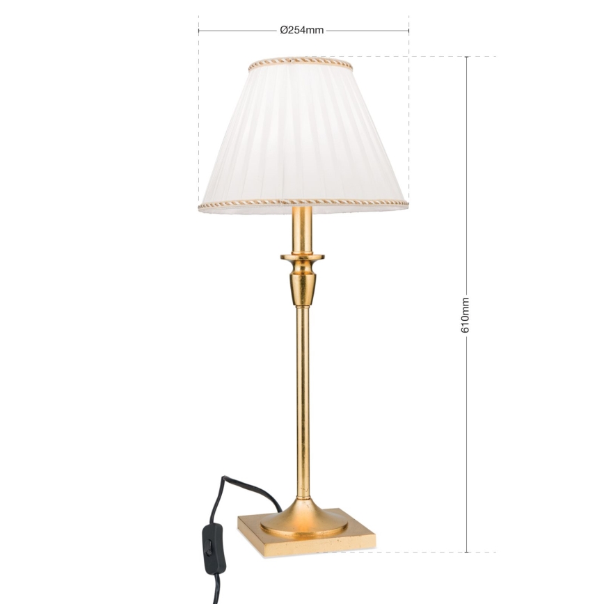 Bordlampe FONSA 1xE27/60W/230V 61 cm hvid/guldfarvet
